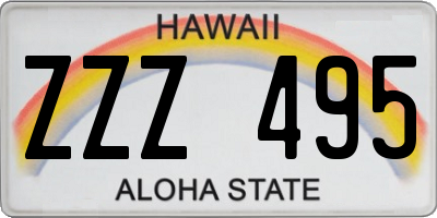 HI license plate ZZZ495