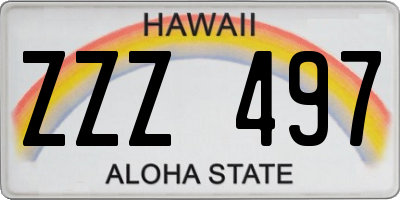 HI license plate ZZZ497