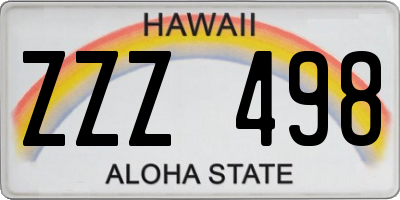 HI license plate ZZZ498