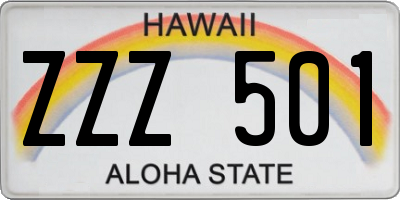 HI license plate ZZZ501