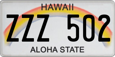 HI license plate ZZZ502