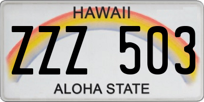 HI license plate ZZZ503