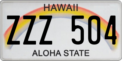 HI license plate ZZZ504