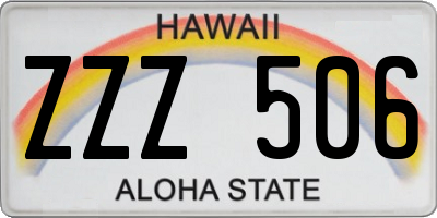 HI license plate ZZZ506