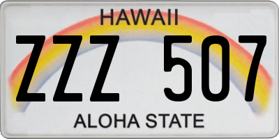 HI license plate ZZZ507