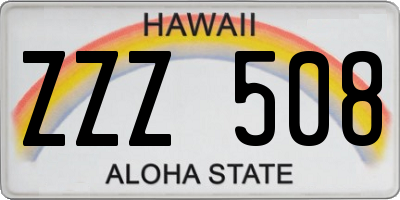 HI license plate ZZZ508