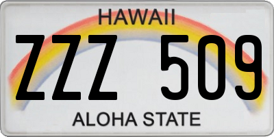 HI license plate ZZZ509