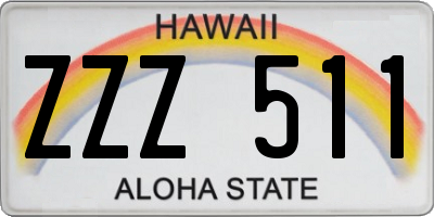 HI license plate ZZZ511