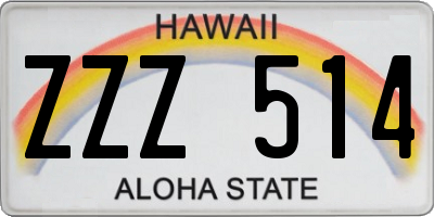 HI license plate ZZZ514