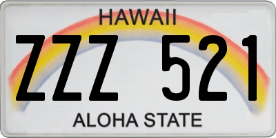 HI license plate ZZZ521