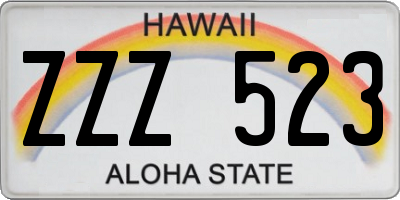 HI license plate ZZZ523