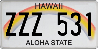 HI license plate ZZZ531