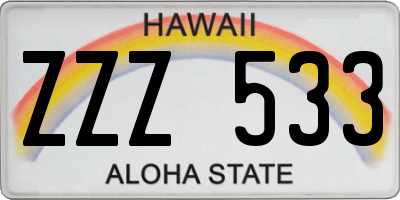 HI license plate ZZZ533