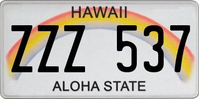 HI license plate ZZZ537