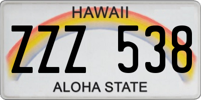 HI license plate ZZZ538