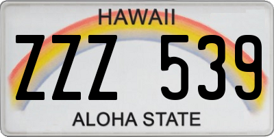 HI license plate ZZZ539