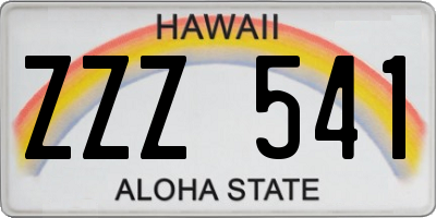 HI license plate ZZZ541