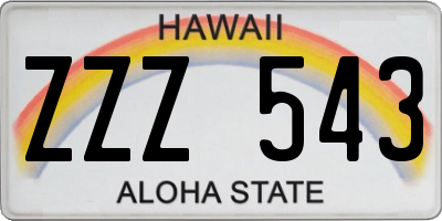 HI license plate ZZZ543