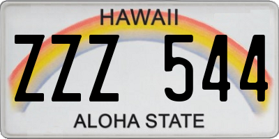 HI license plate ZZZ544