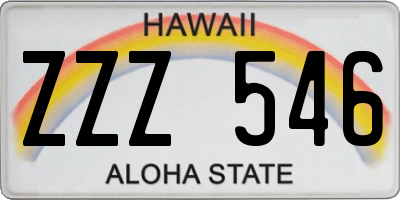 HI license plate ZZZ546