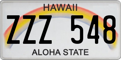 HI license plate ZZZ548