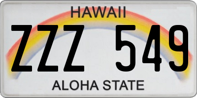 HI license plate ZZZ549