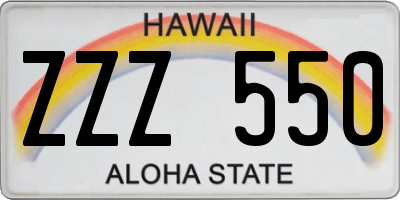 HI license plate ZZZ550