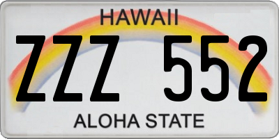 HI license plate ZZZ552