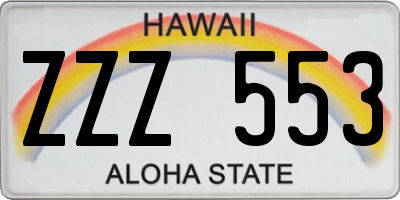 HI license plate ZZZ553