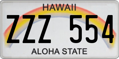 HI license plate ZZZ554