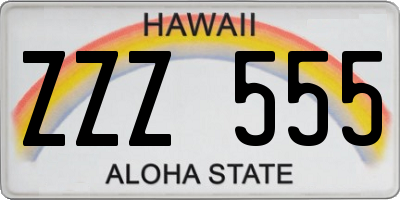 HI license plate ZZZ555