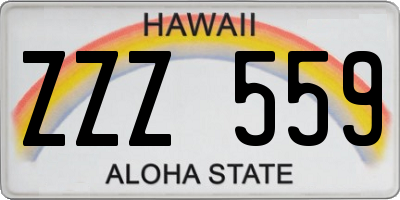 HI license plate ZZZ559