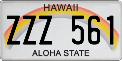 HI license plate ZZZ561