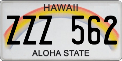 HI license plate ZZZ562