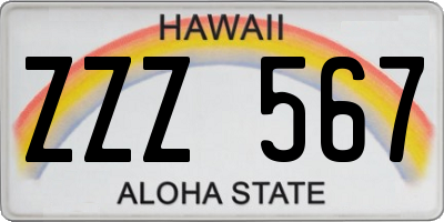 HI license plate ZZZ567