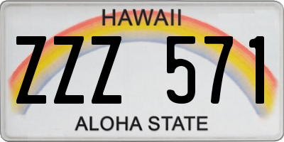 HI license plate ZZZ571