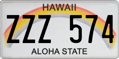 HI license plate ZZZ574