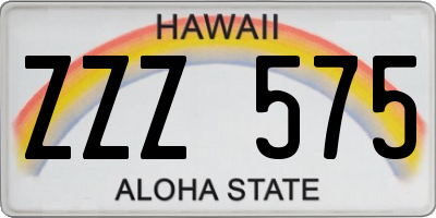 HI license plate ZZZ575