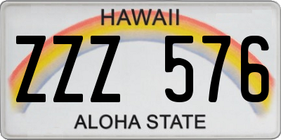 HI license plate ZZZ576