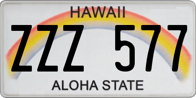 HI license plate ZZZ577