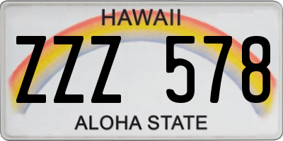 HI license plate ZZZ578