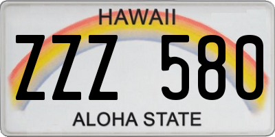 HI license plate ZZZ580