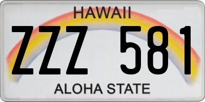 HI license plate ZZZ581