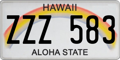 HI license plate ZZZ583