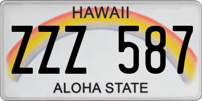 HI license plate ZZZ587