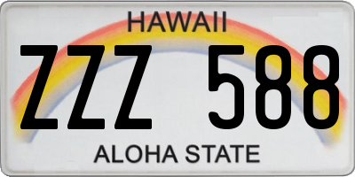 HI license plate ZZZ588