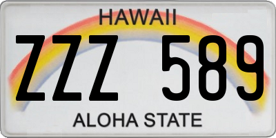 HI license plate ZZZ589