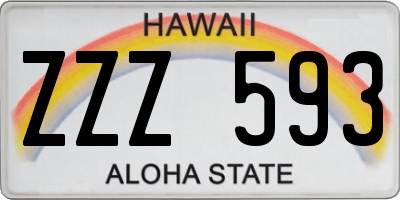 HI license plate ZZZ593