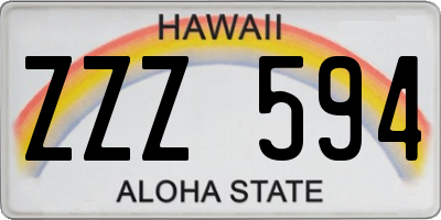 HI license plate ZZZ594