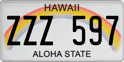 HI license plate ZZZ597